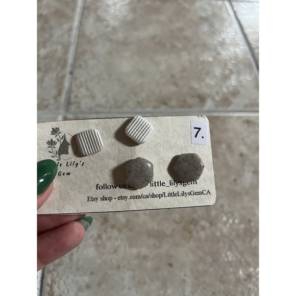 New Handmade Polymer Clay Stud Earrings lot -5 Unique 10 PCs Stainless Steel - Picture 8 of 11